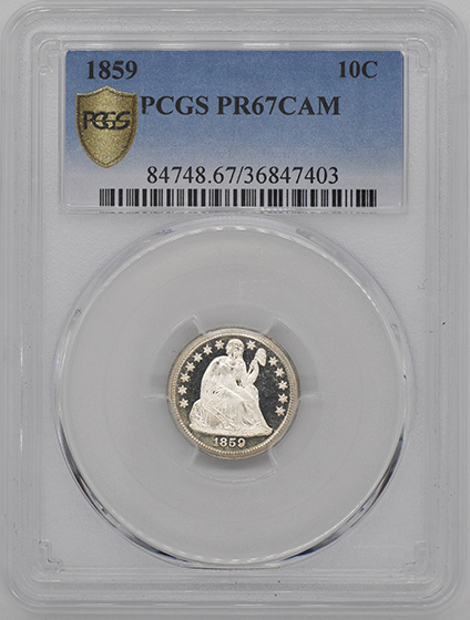 Picture of 1859 LIBERTY SEATED 10C PR67 Cameo