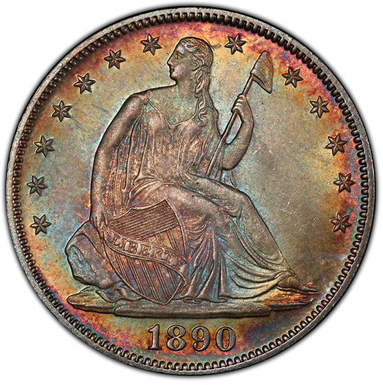 Picture of 1890 LIBERTY SEATED 50C, MOTTO MS67+ 