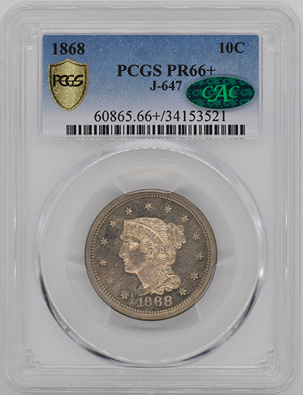 Picture of 1868 10C J-647 PR66+ 