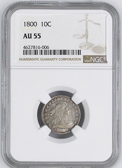 Picture of 1800 DRAPED BUST 10C AU55 