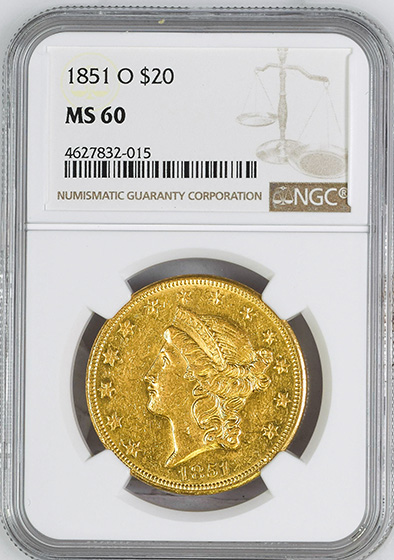 Picture of 1851-O LIBERTY HEAD $20 MS60 