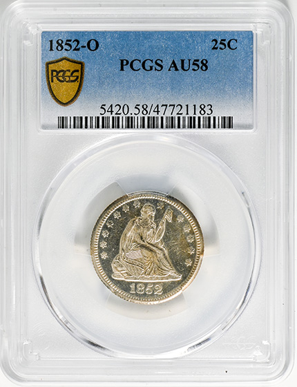 Picture of 1852-O LIBERTY SEATED 25C, NO MOTTO MS61 