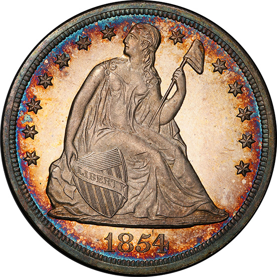 Picture of 1854 LIBERTY SEATED S$1, NO MOTTO PR65 Cameo
