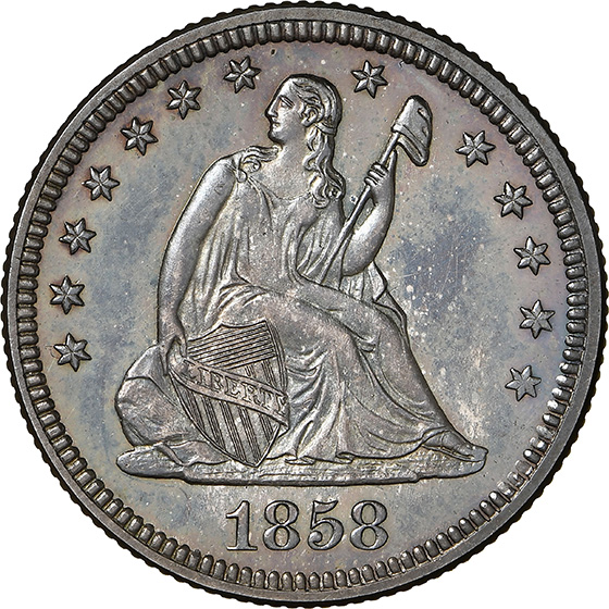 Picture of 1858 LIBERTY SEATED 25C, NO MOTTO PR65 Cameo