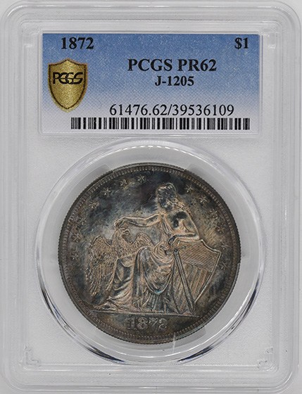 Picture of 1872 S$1 J-1205 PR62 