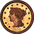 Picture of 1856 BRAIDED HAIR 1C, SLANTED 5 PR65 Red