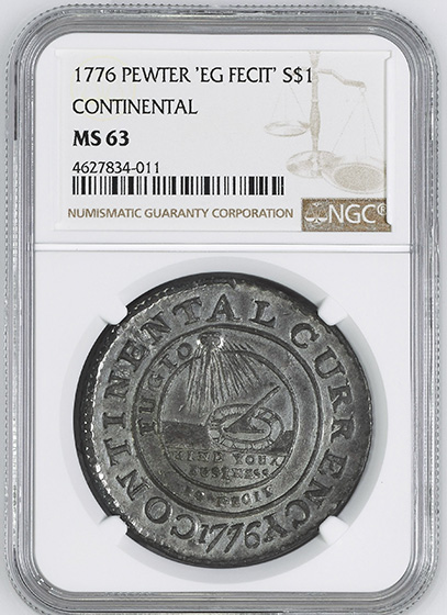 Picture of 1776 EG FECIT, PEWTER $1 MS63 