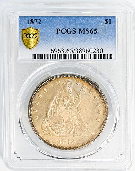 Picture of 1872 LIBERTY SEATED S$1, MOTTO MS65 