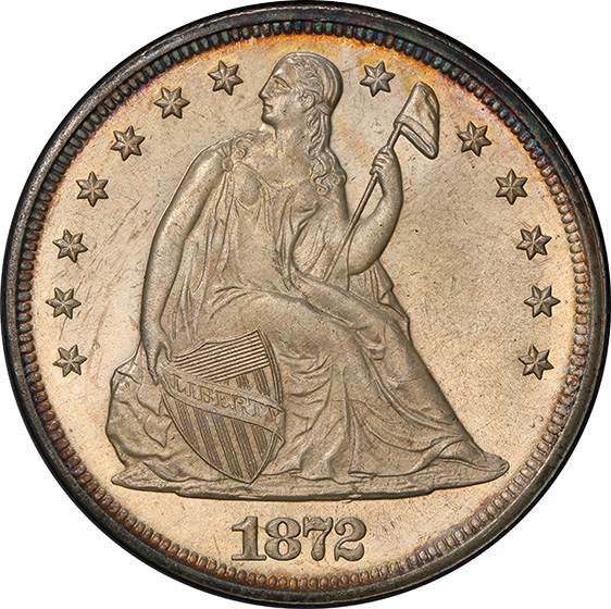 Picture of 1872 LIBERTY SEATED S$1, MOTTO MS65 