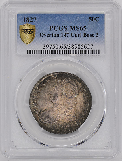 Picture of 1827 CAPPED BUST 50C, CURL BASE 2 MS65 