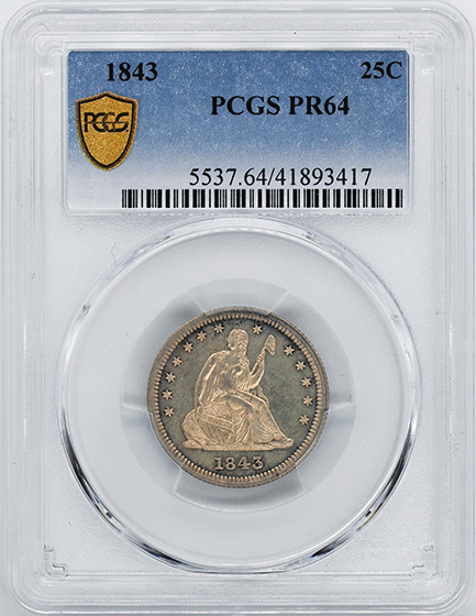 Picture of 1843 LIBERTY SEATED 25C PR64 