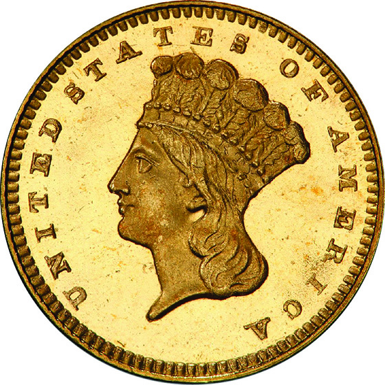 Picture of 1860 GOLD G$1, TYPE 3 PR65 Cameo