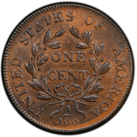 Picture of 1803 DRAPED BUST 1C, SMALL DATE, SM FRAC MS63 Brown