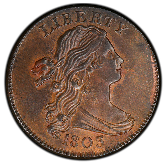 Picture of 1803 DRAPED BUST 1C, SMALL DATE, SM FRAC MS63 Brown