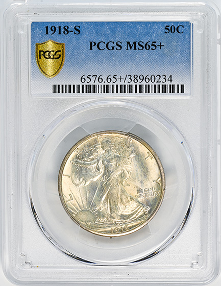 Picture of 1918-S WALKING LIBERTY 50C MS65+ 