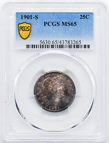 Picture of 1901-S BARBER 25C MS65 