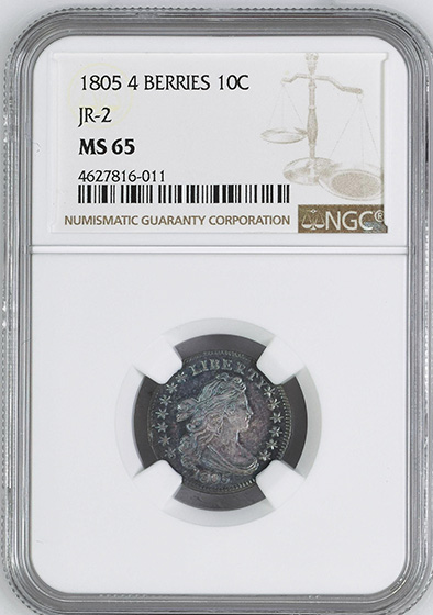 Picture of 1805 DRAPED BUST 10C, 4 BERRIES MS65 