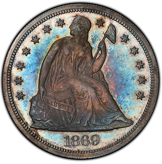 Picture of 1869 LIBERTY SEATED S$1, MOTTO PR66 