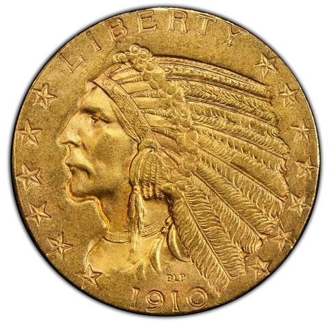 Picture of 1910-S INDIAN HEAD $5 MS64+