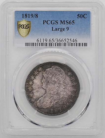 Picture of 1819/8 CAPPED BUST 50C, LARGE 9 MS65 