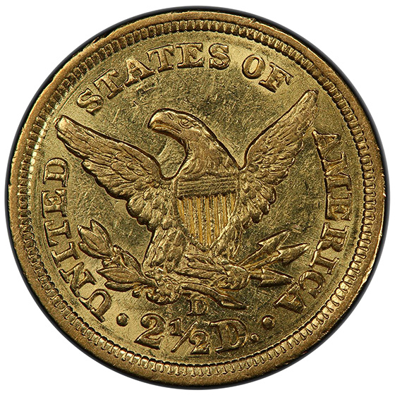 Picture of 1842-D LIBERTY HEAD $2.5 AU58 