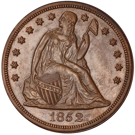 Picture of 1852 SEATED LIBERTY S$1, J-134RES PR64 Brown