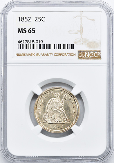 Picture of 1852 LIBERTY SEATED 25C, NO MOTTO MS65 