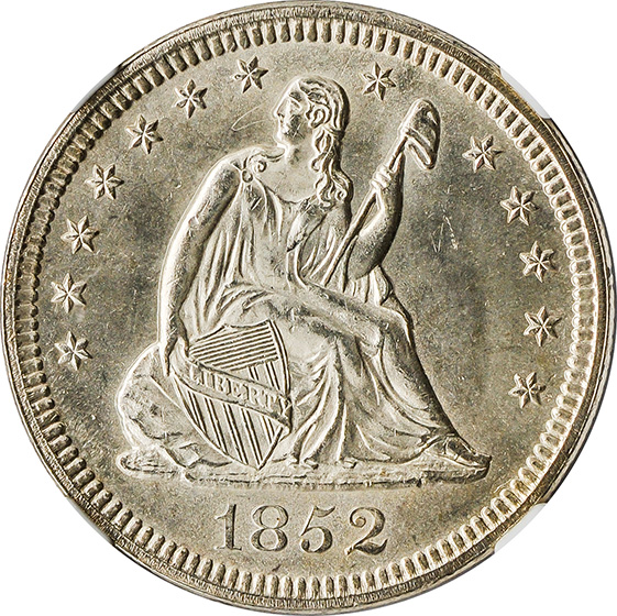 Picture of 1852 LIBERTY SEATED 25C, NO MOTTO MS65 