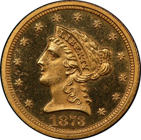 Picture of 1873 LIBERTY HEAD $2.5, CLOSED 3 PR64 Cameo