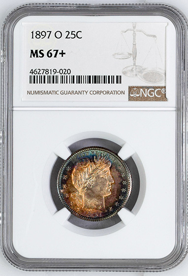 Picture of 1897-O BARBER 25C MS67+ 