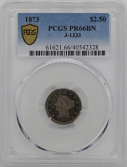 Picture of 1873 $2 1/2 J-1333 PR66 Brown