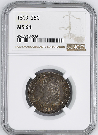 Picture of 1819 CAPPED BUST 25C, SMALL 9 MS64 