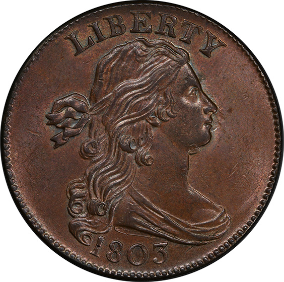 Picture of 1803 DRAPED BUST 1C, 100/000 MS64 Brown