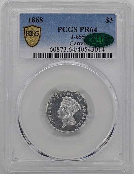 Picture of 1868 $3 J-655 PR64 