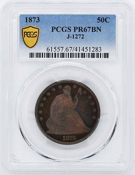Picture of 1873 SEATED 50C J-1272 PR67 Brown