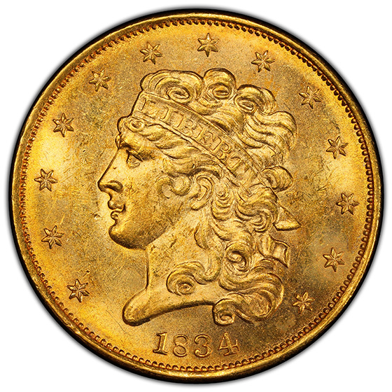Picture of 1834 CLASSIC HEAD $5, CLASSIC-CROSS 4 MS63+ 