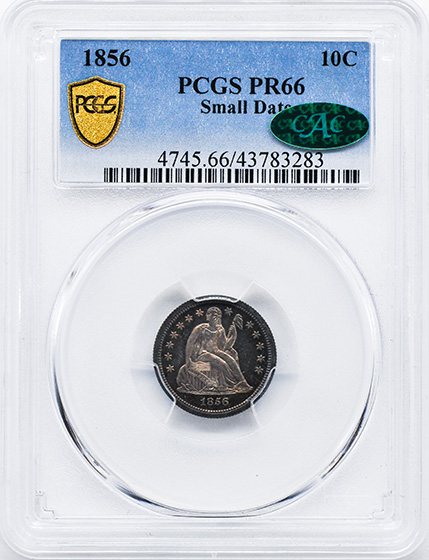 Picture of 1856 LIBERTY SEATED 10C, SMALL DATE PR66 