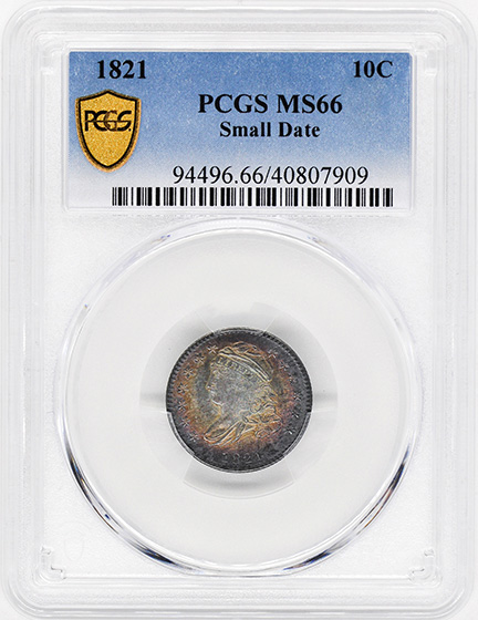 Picture of 1821 CAPPED BUST 10C, SMALL DATE MS66 