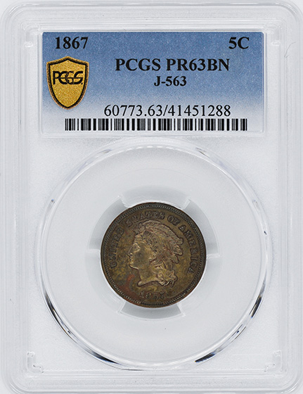 Picture of 1867 5C J-563 PR63 Brown