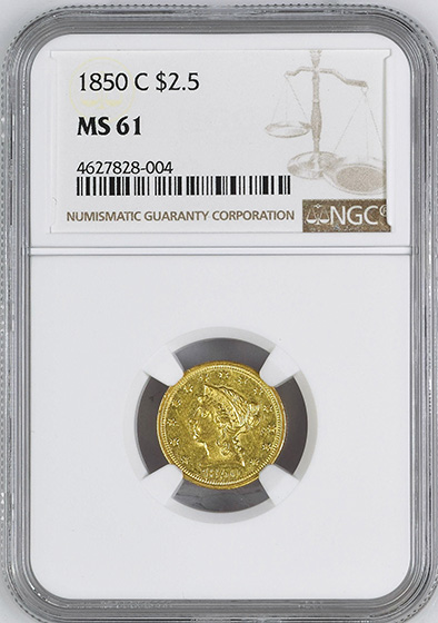 Picture of 1850-C LIBERTY HEAD $2.5 MS61 