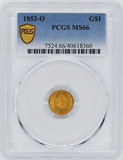 Picture of 1853-O GOLD G$1, TYPE 1 MS66 