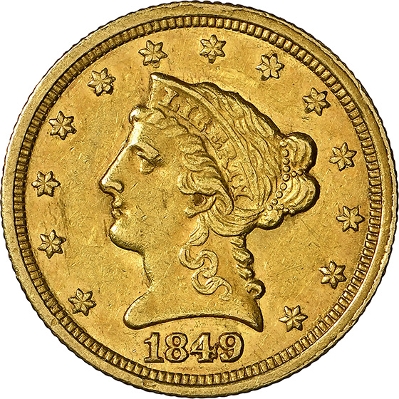 Picture of 1849-C LIBERTY HEAD $2.5 MS61+ 