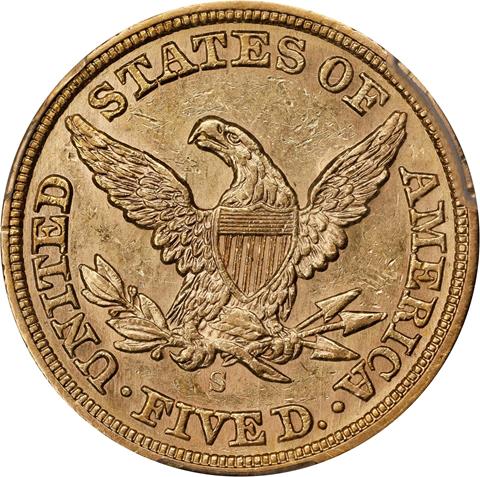 1862-S LIBERTY $5 MS61