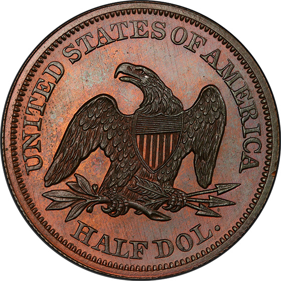 Picture of 1839 LIBERTY 50C J-98, RESTRIKE PR66 Red Brown