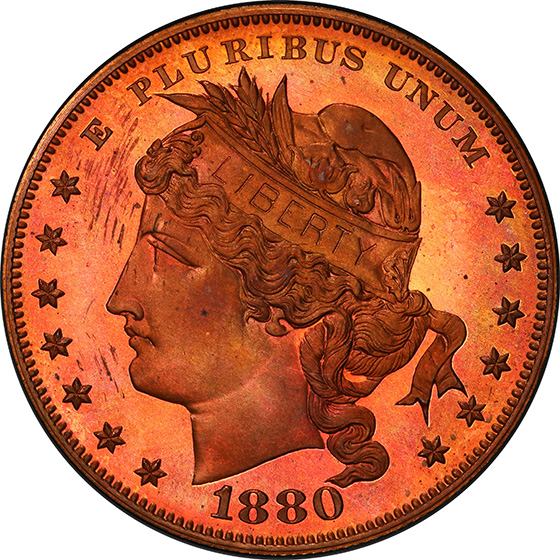 Picture of 1880 GOLOID METRIC $1 J-1652 PR66+ Red