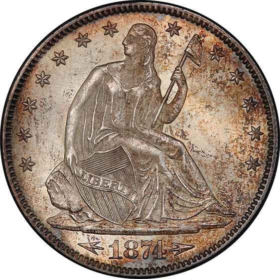 Picture of 1874 LIBERTY SEATED 50C, ARROWS MS66 