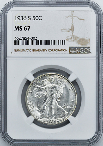 Picture of 1936-S WALKING LIBERTY 50C MS67 