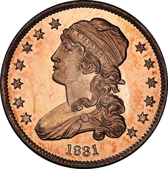 Picture of 1831 CAPPED BUST 25C, LARGE LETTERS PR64+ Cameo