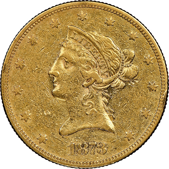 Picture of 1873 LIBERTY HEAD $10, CLOSED 3 XF40 