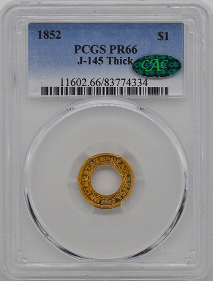 Picture of 1852 GOLD $1, J-145 THICK PR66 
